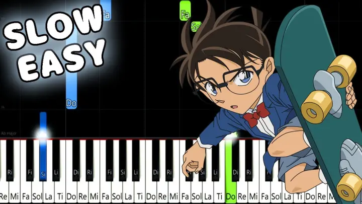 Case Closed - Detective Conan Theme - SLOW EASY Piano Tutorial [animelovemen]