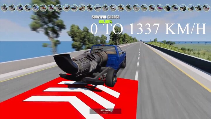 Cars Going from 0 to 1337 KM/H - BeamNG Drive