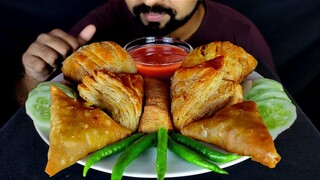 CRISPY SAMOSA, EGG PATTIES, VEG PATTIES, VEG ROLL, SAUCE & CHILI ASMR MUKBANG EATING | # LiveToEATT