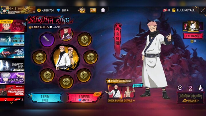 Spin bundle Ryomen Sukuna FF X jujutsu kaisen