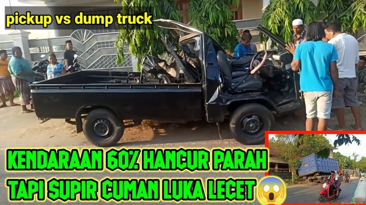 kecelakaan tunggal.KUASA TUHAN.mobil gak berbentuk,supir cuman luka ringan😱