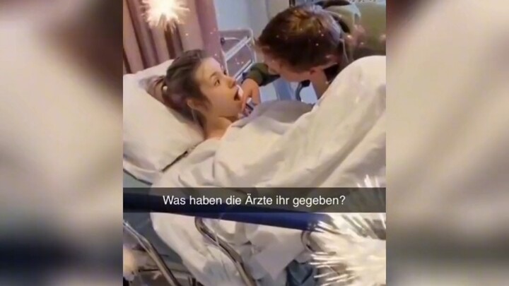 Visiting my girlfriend who is still awake after anesthesia, so cute haha