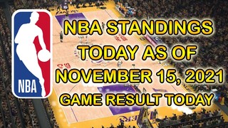 NBA STANDINGS AS OF NOVEMBER 15, 2021/NBA GAMES RESULTS TODAY | NBA REGULAR SEASON 2021-22