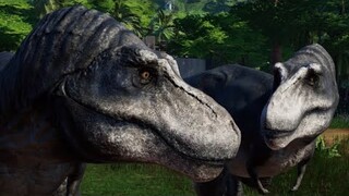 2 T-Rex & 2 Daspletosaurus Breakout & Fight - Jurassic World Evolution Mods (4K 60FPS)