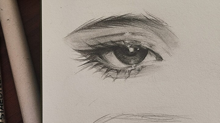 【วาดด้วยมือ】ภาพตาดอกพีชด้วยดินสอกด