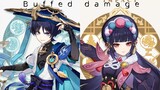 Wanderer damage comparison with and without yunjin's buff| Genshin Impact| F2P build