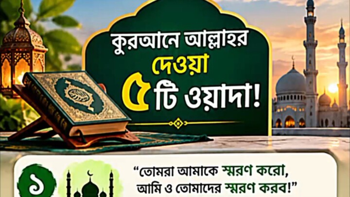 কুরআনে আল্লার দেওয়া ৫টি ওয়াদা। #motivation #hadisbangla #viral #reels #foryou