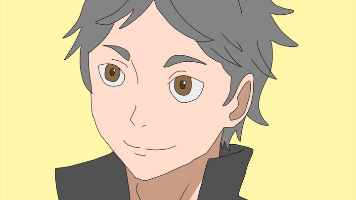 Gambarin Koushi yg first time keliatan di animenya datengin Hinata dan Tobio