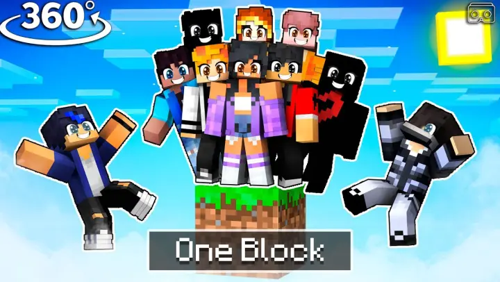 APHMAU and 10 Friends On ONE BLOCK  -  Minecraft 360°