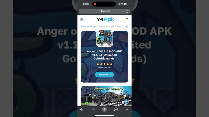 #modapk #แจกเกมโปร Anger of Stick 5 MOD APK (Unlimited Gold/Diamonds) #Y4Apk