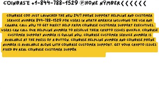 Coinbase ☎+1-844-788-1529☜ Customer ☸ Support ☕ Number
