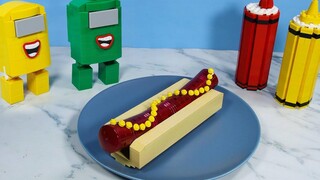 Hot Dog Lego วิธีทำฮอทดอกเกาหลี STOP MOTION COOKING - เลโก้ในชีวิตจริง