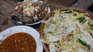 Bắp chuối luộc mắm nêm. Cá phi nướng mọi - Bin Đen Miền Tây # 307
