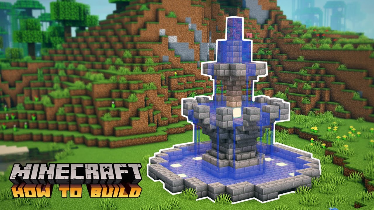 Minecraft How To Build A Simple Medieval Stone Fountain Bilibili