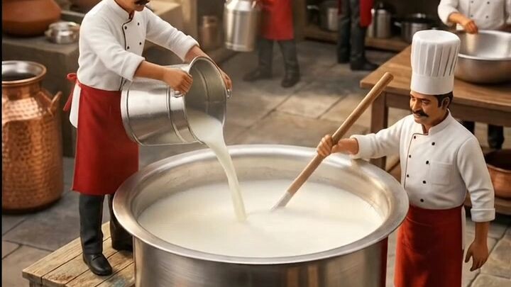 Tiny chefs, giant kitchen, and one delicious Rasmalai! 🥛✨Watch these miniature chefs prepare creamy