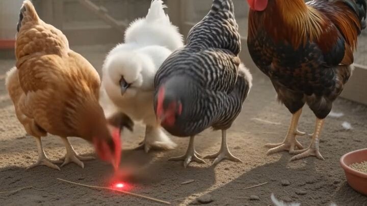 When chickens play with a laser pointer... 🤣🎯