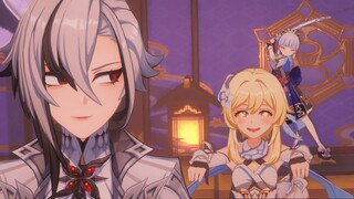 Lumine wants to Arlecchino dog 🥵, but Ayaka won't let her... 😖