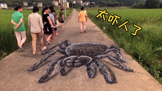 当一只巨型蜘蛛跑到路上，路人都会有啥反应呢？
