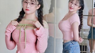 [Early Summer] Chubby and cute girl outfit sharing - pink early spring sweet top