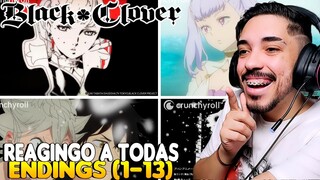 REACT TODOS ENCERRAMENTOS  (1-13) BLACK CLOVER REACTION | REAGINDO AS ENDINGS
