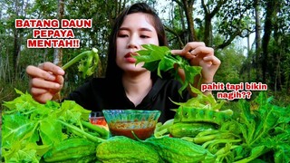 MUKBANG LALAPAN BATANG PEPAYA MENTAH PARE SAYURAN MENTAH#lalapanmentah#mukbang#papayatree