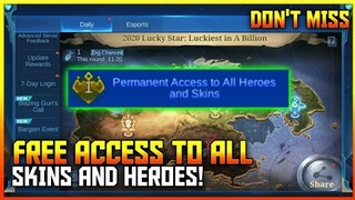 GET FREE PERMANENT ACCESS TO ALL HEROES AND SKINS 😱 | MOBILE LEGENDS BANG BANG