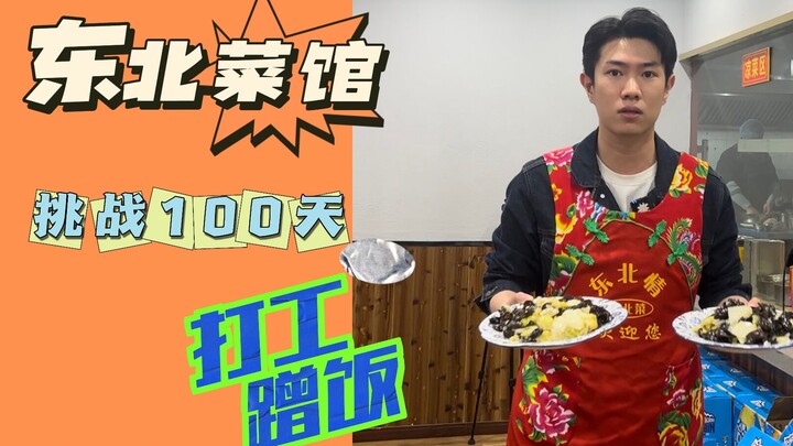تحدي 100 يوم من العمل في مطاعم مختلفة للحصول على وجبات مجانية! مطعم أطباق شمال شرق الصين!