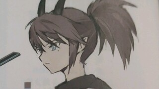 《明日方舟官方设定集》官方给出的夜刀摘下眼罩后的面容，帅气的小姐姐