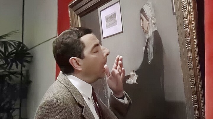 Mr. Bean lets out a sneeze, ruining a priceless painting worth 50 million, and then tries to swap it