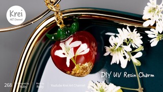 【UVレジン】DIYでストベリー型のドライフラワーペンダントを作りました〜♪UV Resin DIY a Strawberry Pendant with Dried Flowers