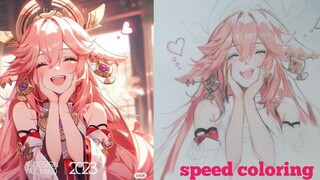 speed coloring rambut yae Miko |Genshin impact