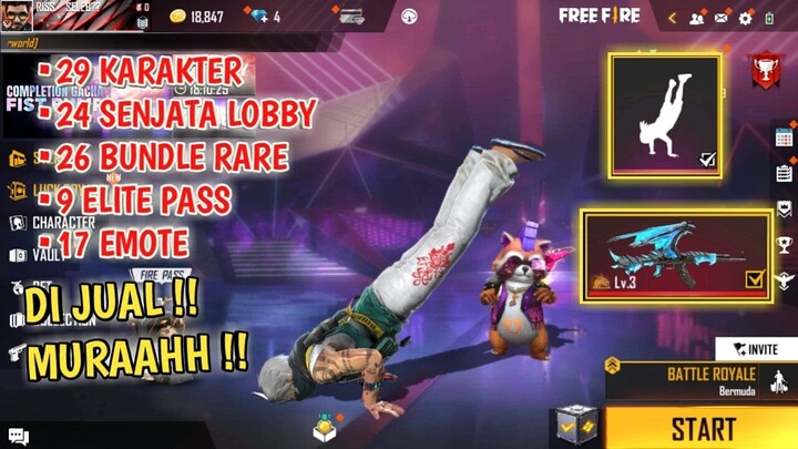 TOTAL 9 ELITEPASS ! ADA EMOTE FREESYTLE, AK DRACO LV 3 - DI JUAL AKUN FF MURAH