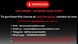 Cole Gordon - Outbound Sales Secret