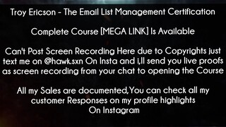 Troy Ericson Course﻿ The Email List Management Certification Download