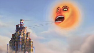 The king asked the sun to go down, and he had a fight with the sun, and finally won. creative animat