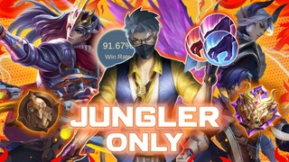 91.67% WINRATE!! NAMATIN MOBILE LEGENDS PAKAI JUNGLER ONLY