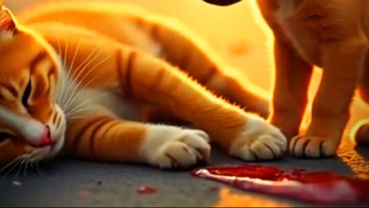 The cute dog save the cute cat life...?