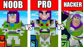 NOOB VS PRO VS HACKER!! BUZZ LIGHTYEAR BUILD CHALLENGE!!! Minecraft