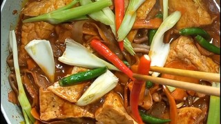 thịt khô tự chế kho đậu hủ ăn vừa giòn vừa ngọt. ngon