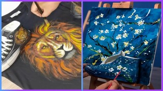 Awesome Painting Ideas | Amazing art | Draw lion on the shirt , shoes 🦁🦁