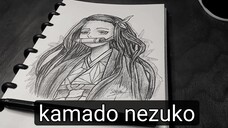 menggambar Nezuko dengan satu pena, speed draw