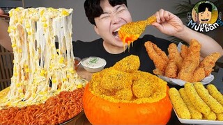 ASMR MUKBANG 불닭볶음면 & 치즈 스틱 & 양념 치킨먹방! FIRE Noodle & FRIED CHICKEN & CHEESE STICK EATING SOUND!