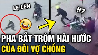 Clip bắt trộm xe máy 'HÀI HƯỚC' của cặp vợ chồng hút hơn 100k lượt thích | Tin 3 Phút