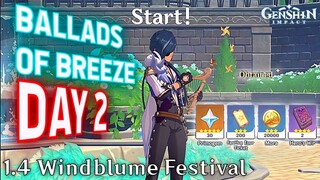 Ballads of Breeze with Kaeya - 1.4 Windblume Festival Challenge Day 2 | Genshin Impact