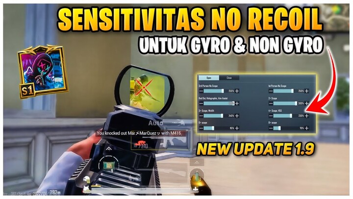 SENSITIVITAS PUBG MOBILE TERBAIK UNTUK PEMULA NO RECOIL AUTO LURUS TERBARU | NEW UPDATE 1.9
