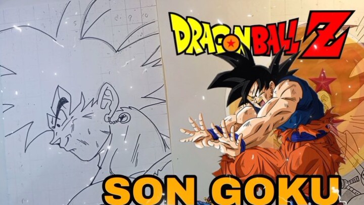 menggambar son goku dari anime dragonball