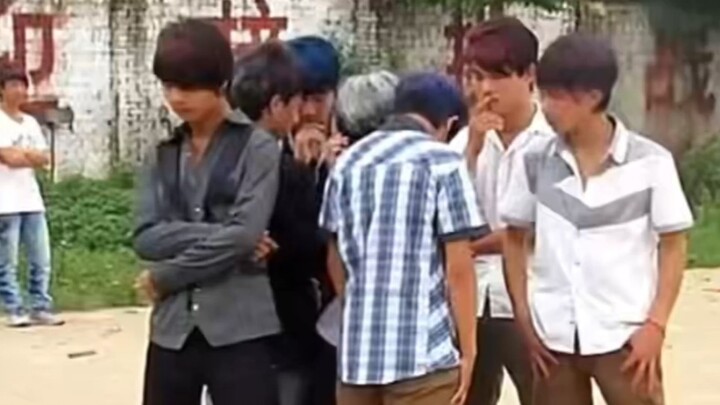 Early campus dance rehearsals, the cement at the village entrance is still there, but the red-haired