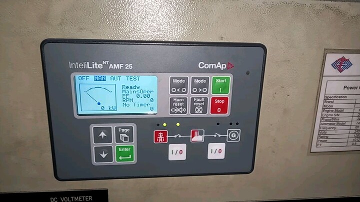 TEST RUN GENERATOR SET...