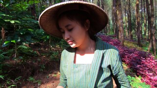 GADIS DESA MENCARI KAYU BAKAR DAN MASAK IKAN DI PINGGIR SUNGAI JERNIH