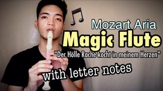 MAGIC FLUTE - MOZART ARIA | Der Hölle Rache kocht in meinem Herzen with Flute Recorder Letter Notes